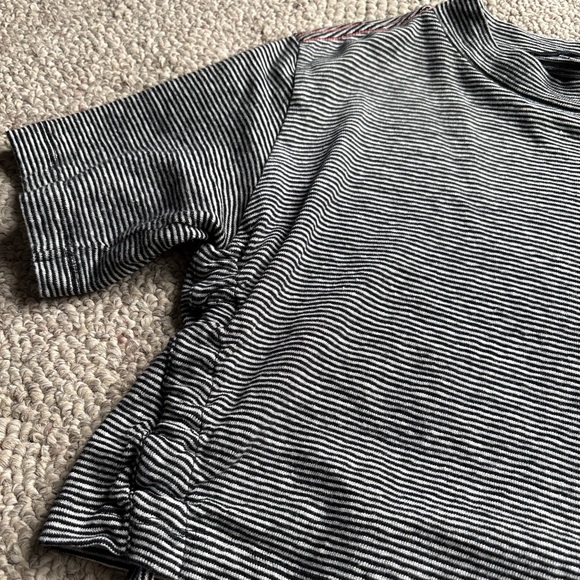 All Saints Black and White Striped Top - Picture 3 of 7